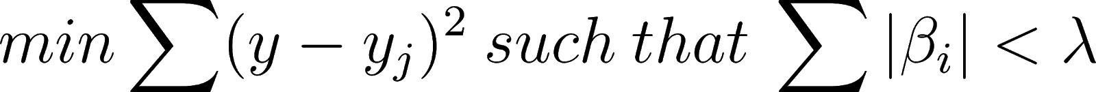 y is the predicted for j points, there are i terms with beta coefficients - lambda limits the betas